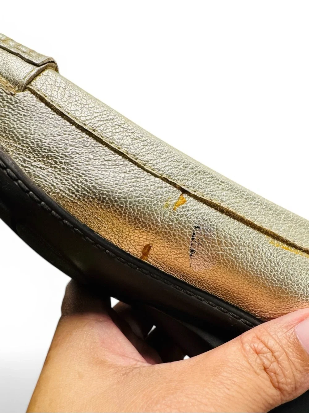 Ralph Lauren Metallic Gold Leather Ballet Loafers